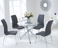 Odessa Glass Dining Table Set with 4 Chairs (Chair Colour: Charcoal)