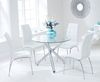 Odessa Glass Dining Table Set with 4 Chairs (Chair Colour: White)