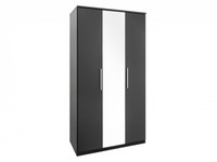 Ohio Black Gloss 3 Door Mirrored Wardrobe