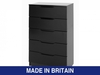 Orient Black High Gloss 5 Drawer Chest