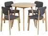 Oslo Round Oak Veneer Dining Set with 4 Slate Grey Chairs