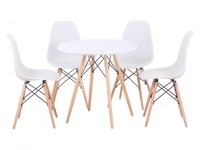 Oslo White & Natural Round Dining Set