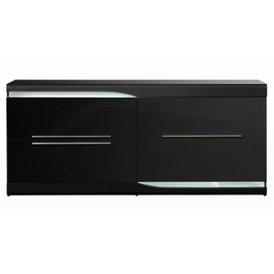 Ovio Sideboard with LED Lights Black Gloss 2 Drawer 2 Door