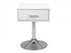 Porto Matt White 1 Drawer Bedside Table with Chrome Base