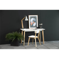 Raven Scandi Style Desk White Lacquered & Birch