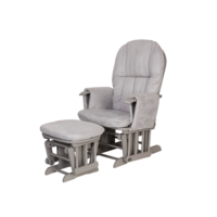 Reclining Glider Chair & Stool - Cool Grey with Grey Cushions