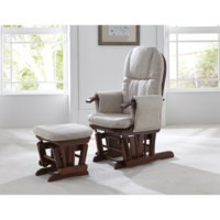 Reclining Glider Chair & Stool - Walnut with Cream Cushions