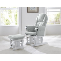 Reclining Glider Chair & Stool - White (Cushion Colour: Grey)