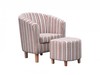 Regency Antique Gold Stripe Tub Chair & Stool