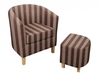 Regency Brown & Taupe Stripe Tub Chair & Stool