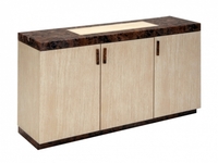 Retro Cream Travertine & Cocoa Brown Marble 3 Door Sideboard