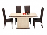 Retro Cream Travertine & Cocoa Brown Marble Dining Set
