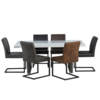 Rialto White Gloss 6 Seater Dining Set (Table Colour: White,  Chair Colour: Tan Fabric)