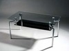 Romagna Clear Glass Coffee Table With Black Glass Shelf
