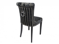 Sandringham Charcoal Baroque Fabric Pair of Dining Chairs