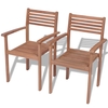 Sheliak Stackable Solid Teak Wood Garden Chairs - Set of 2