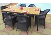 Sicilia Teak Rectangular Black Dining Table & 6 Weave Chairs