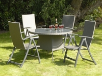 Siena Metallic Grey Wicker Round Dining Set