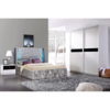 Silver Crushed Velvet LED Bed With Ottoman Storage (Bed Size: Small Double)