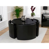 Sophia Round Gloss Stowaway Dining Set 4 Seater (Various Colours Available) (Table Colour: Black,  Number Of Black Chairs: 4,  Number Of White Chairs: 0