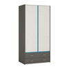 Space 2 Drawer 2 Door Wardrobe Grey Melamine (Colour: Blue)