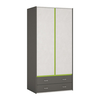 Space 2 Drawer 2 Door Wardrobe Grey Melamine (Colour: Green)