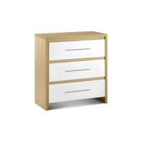 Stockholm 3 Drawer Chest White Gloss & Oak