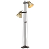 Tegmen Rustic Floor Lamp with 2 Lampshade Brass E27 Cast Iron