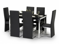 Tempo Black Glass Dining Set & Black Dining Chairs