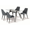 Tessa Fabric Chair Grey with Black Metal Legs - Set of 4