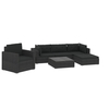 Turais 6 Piece Garden Lounge Set with Cushions Poly Rattan Black