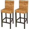 Turais Bar Stools Abaca Seat and Mango Wood Legs Set of 2