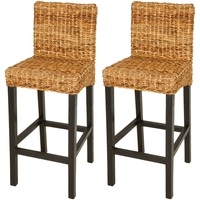 Turais Bar Stools Abaca Seat and Mango Wood Legs Set of 2