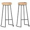 Turais Bar Stools Solid Acacia Wood Coated Steel Frame Set of 2