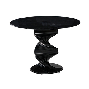Twirl Black Glass Round Dining Table 4 Seater