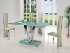 V Ice Glass Dining Set & 6 White VO1 Dining Chairs
