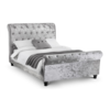 Verona Deep Button Scroll Silver Crushed Velvet Bed (Bed Size: Double)