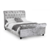 Verona Deep Button Scroll Silver Crushed Velvet Bed (Bed Size: King)