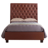 Windsor Bed Frame With Tall Headboard Faux Leather Brown (Bed Size: Double)