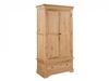 Worthing Solid American White Oak 2 Door 1 Drawer Wardrobe