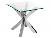 X Clear Tempered Bevelled Glass & Chrome Lamp Table