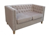 York Chenille Style Mink Buttoned Straight 2 Seater Sofa