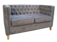 York Chenille Style Slate Buttoned Straight 2 Seater Sofa