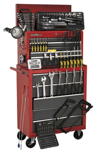 Sealey Topchest & Rollcab Combination 14 Drawer with Ball Bearing Runners - Red/Grey & 239pc Tool Kit