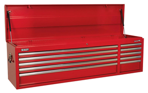 Sealey Topchest 10 Drawer with Ball Bearing Runners Heavy-Duty - Red