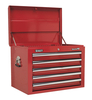 Sealey Topchest 5 Drawer with Ball Bearing Runners - Red