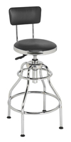 Sealey Workshop Stool Pneumatic with Adjustable Height Swivel Seat & Back Rest