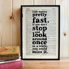 Life Moves Pretty Fast Framed Book Page