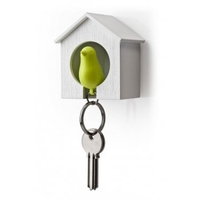 Lime Green Sparrow Keyring & Birdhouse Key Holder