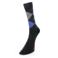 Burlington Edinburgh Black Blue Socks 211823033